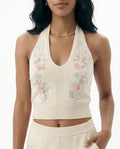 Dreamy Floral Applique Knit Halter Top