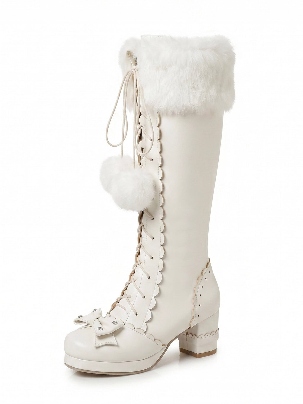 Sweetheart Fluffy Pompom Tall Boots