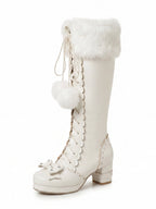 Sweetheart Fluffy Pompom Tall Boots