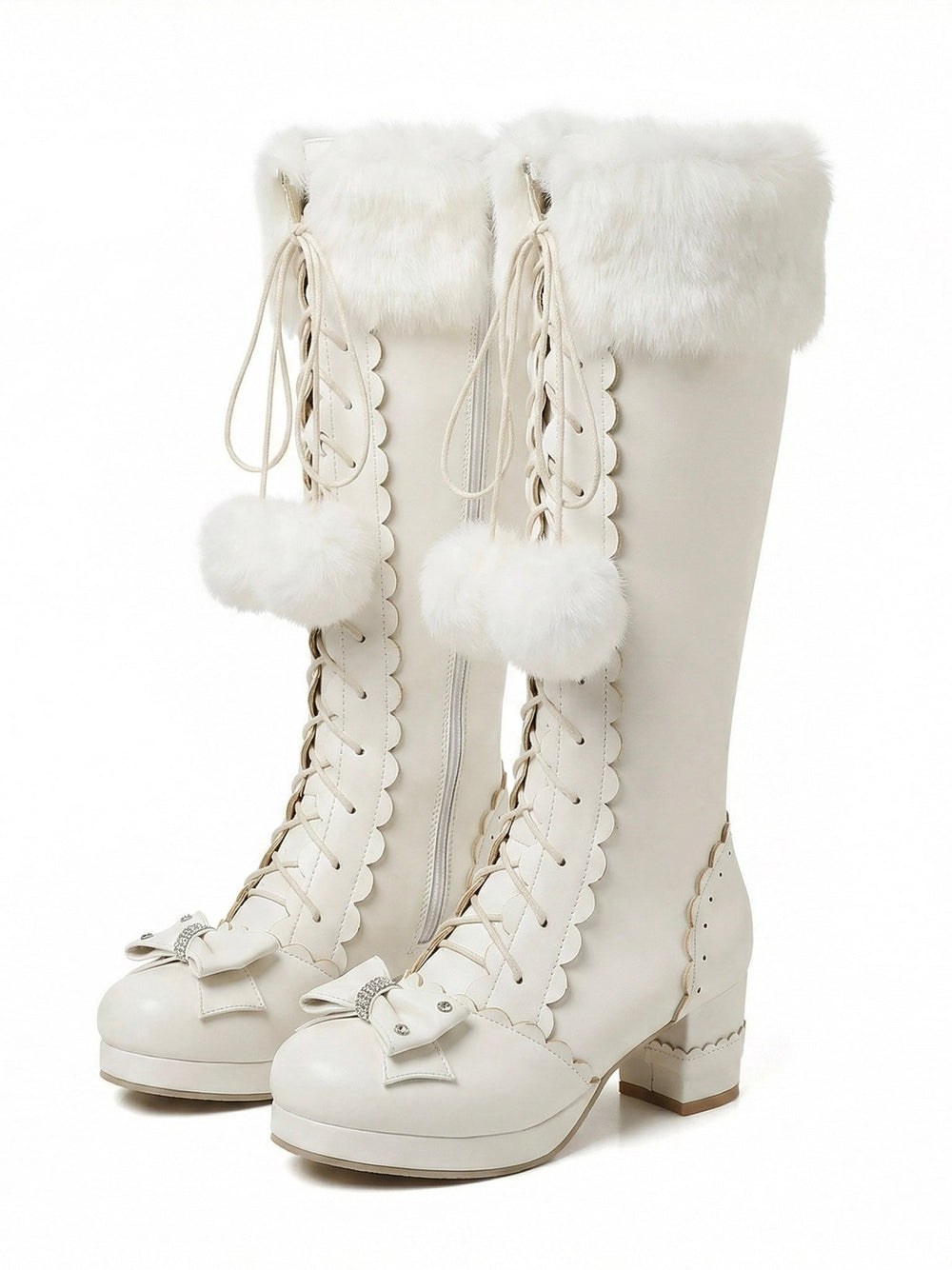 Sweetheart Fluffy Pompom Tall Boots