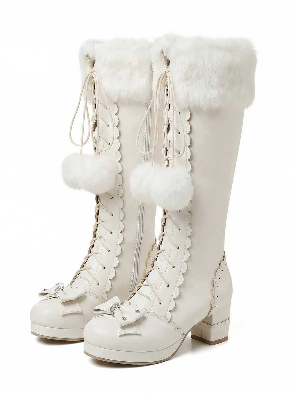 Sweetheart Fluffy Pompom Tall Boots