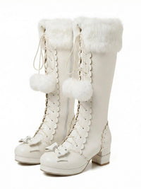 Sweetheart Fluffy Pompom Tall Boots