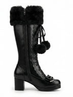 Rebel Black Faux Fur Knee-Highs