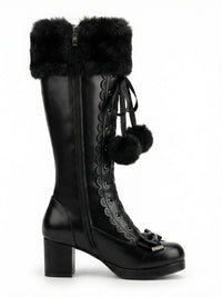 Rebel Black Faux Fur Knee-Highs