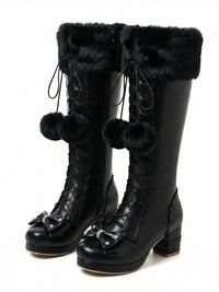 Rebel Black Faux Fur Knee-Highs