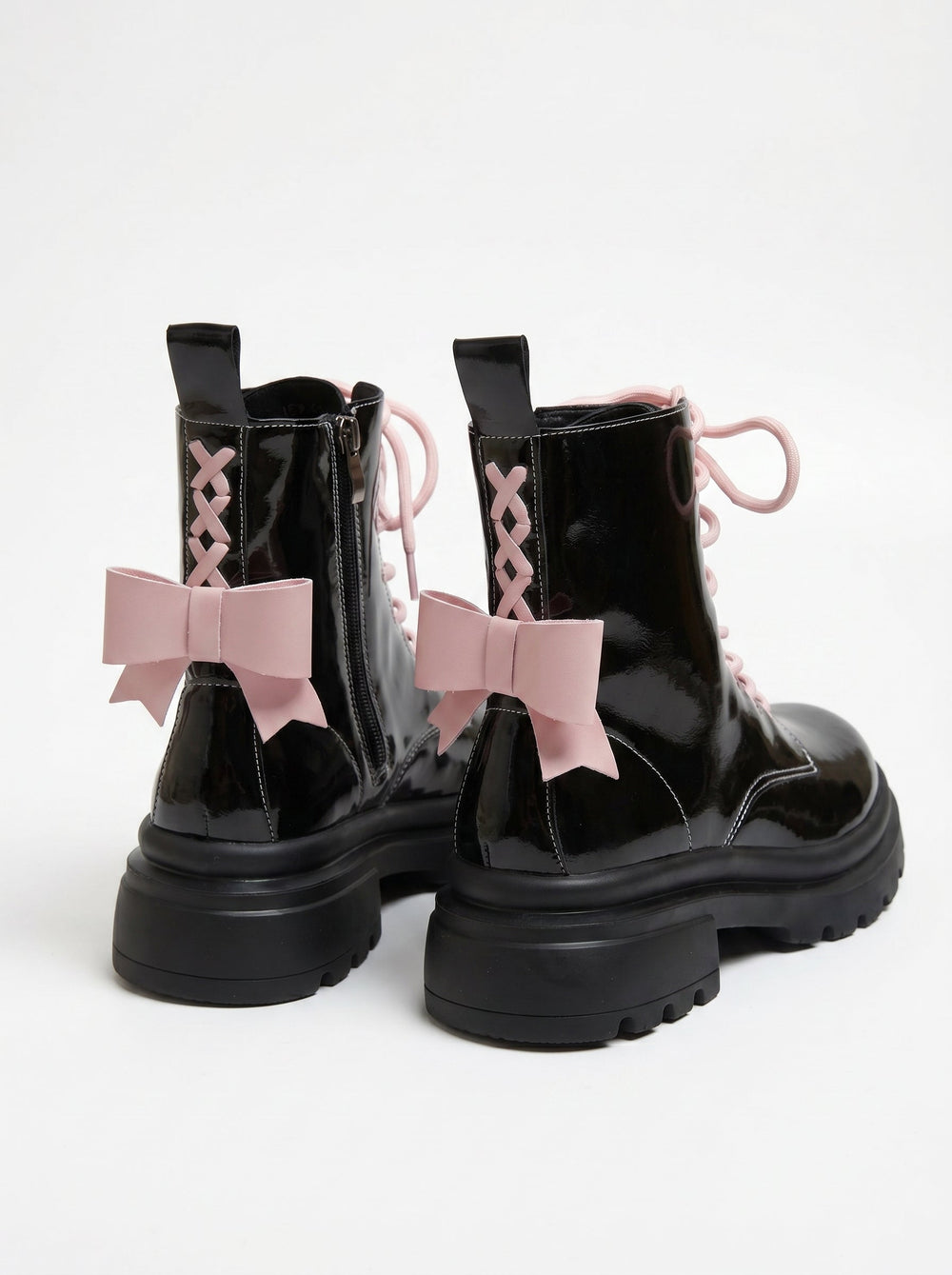 Pink Patent Leather Ankle Boots