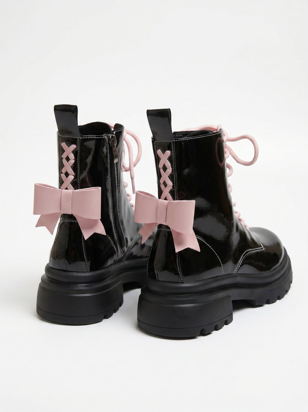 Pink Patent Leather Ankle Boots