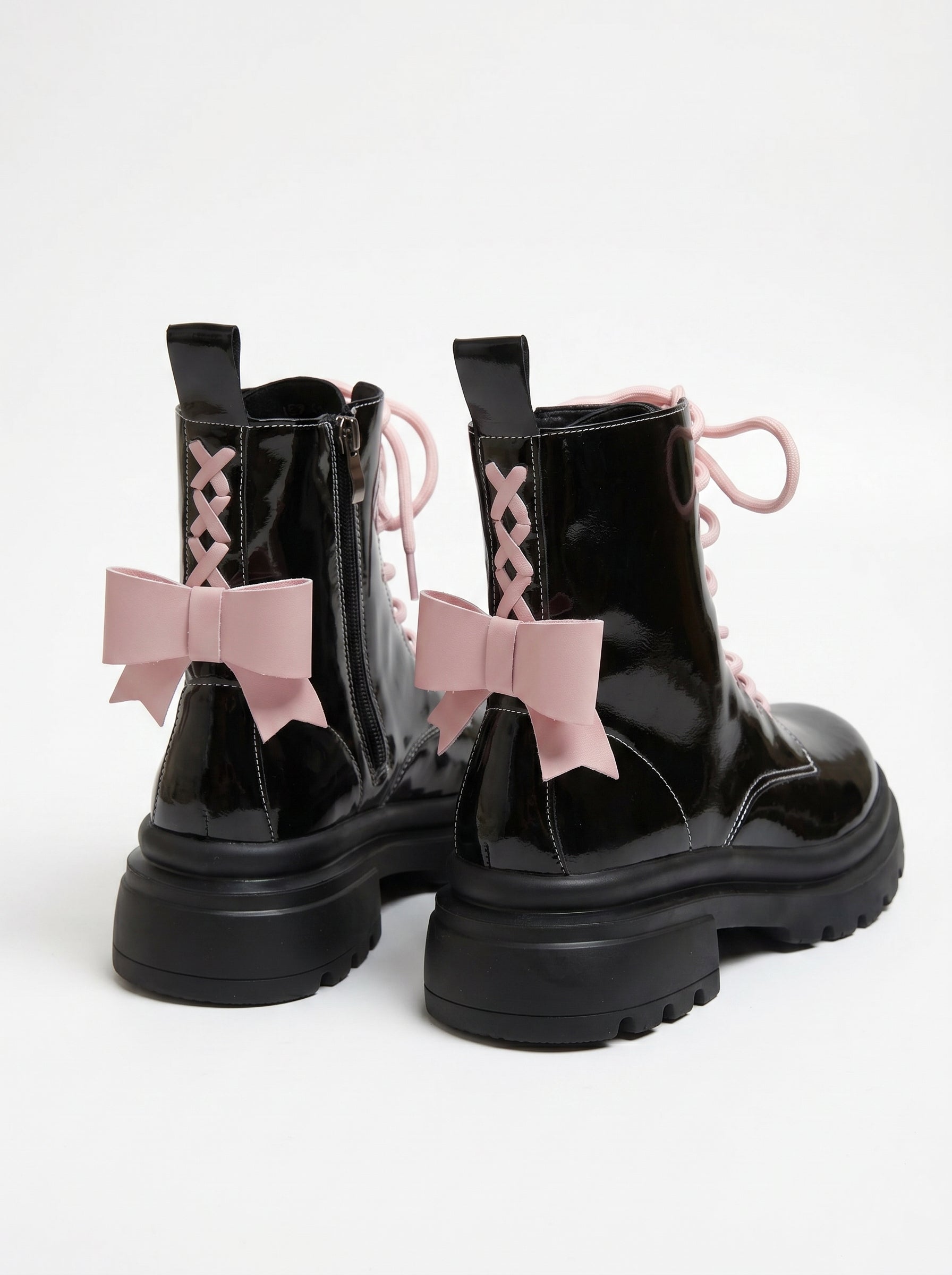 Pink Patent Leather Ankle Boots