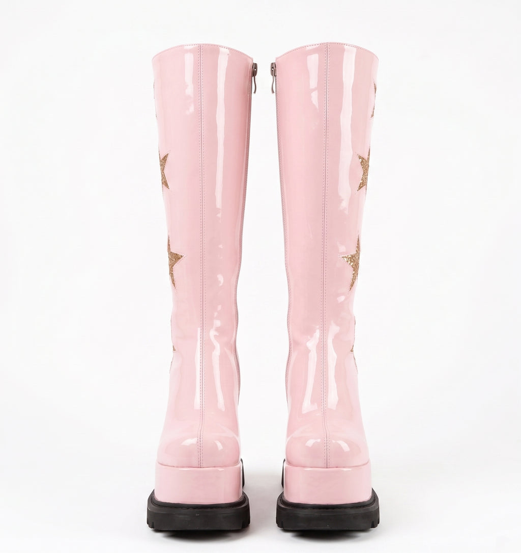 Star Princess Platform Knee-High Boots