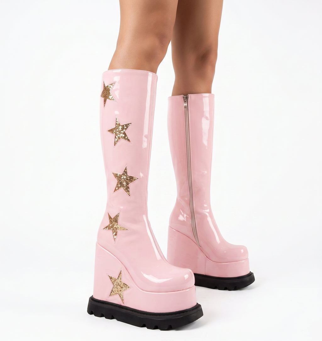 Star Princess Platform Knee-High Boots