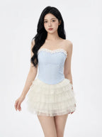 Dreamy Blue Striped Top & Skirt Set