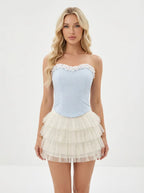 Dreamy Blue Striped Top & Skirt Set