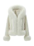 Luxe White Faux Fur Hooded Cropped Coat - Girlgeous