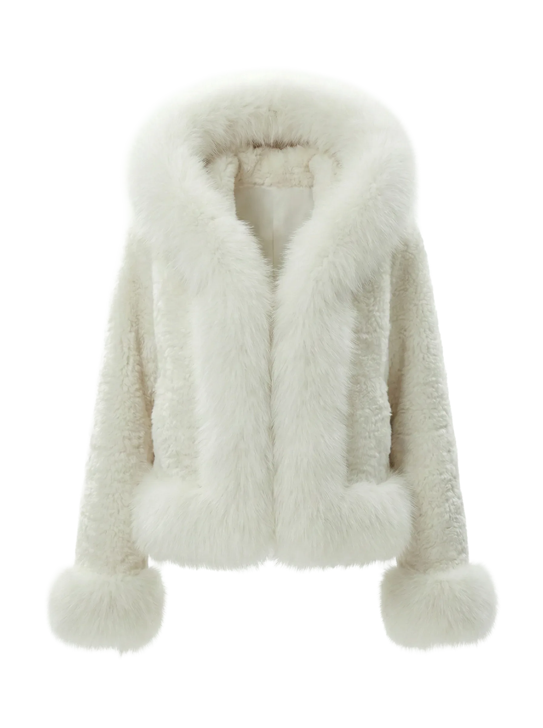 Luxe White Faux Fur Hooded Cropped Coat - Girlgeous