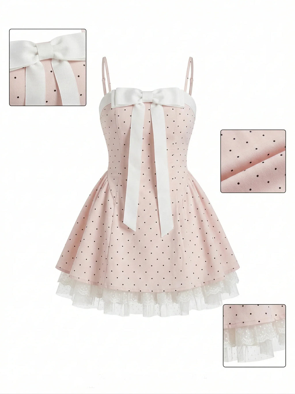 Pastel Pink Polka Dot Mini Dress - Girlgeous