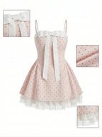 Pastel Pink Polka Dot Mini Dress - Girlgeous