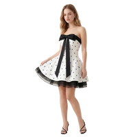 Polka Dot Dream Mini Dress – Black & White Ribbon Style - Girlgeous