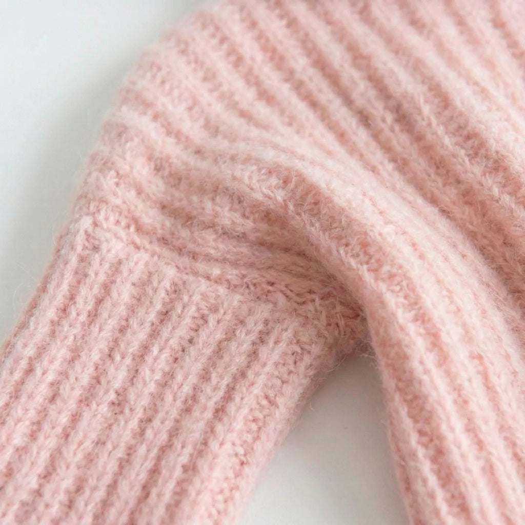 Oversized Blush Pink Chunky Knit Turtleneck - Girlgeous