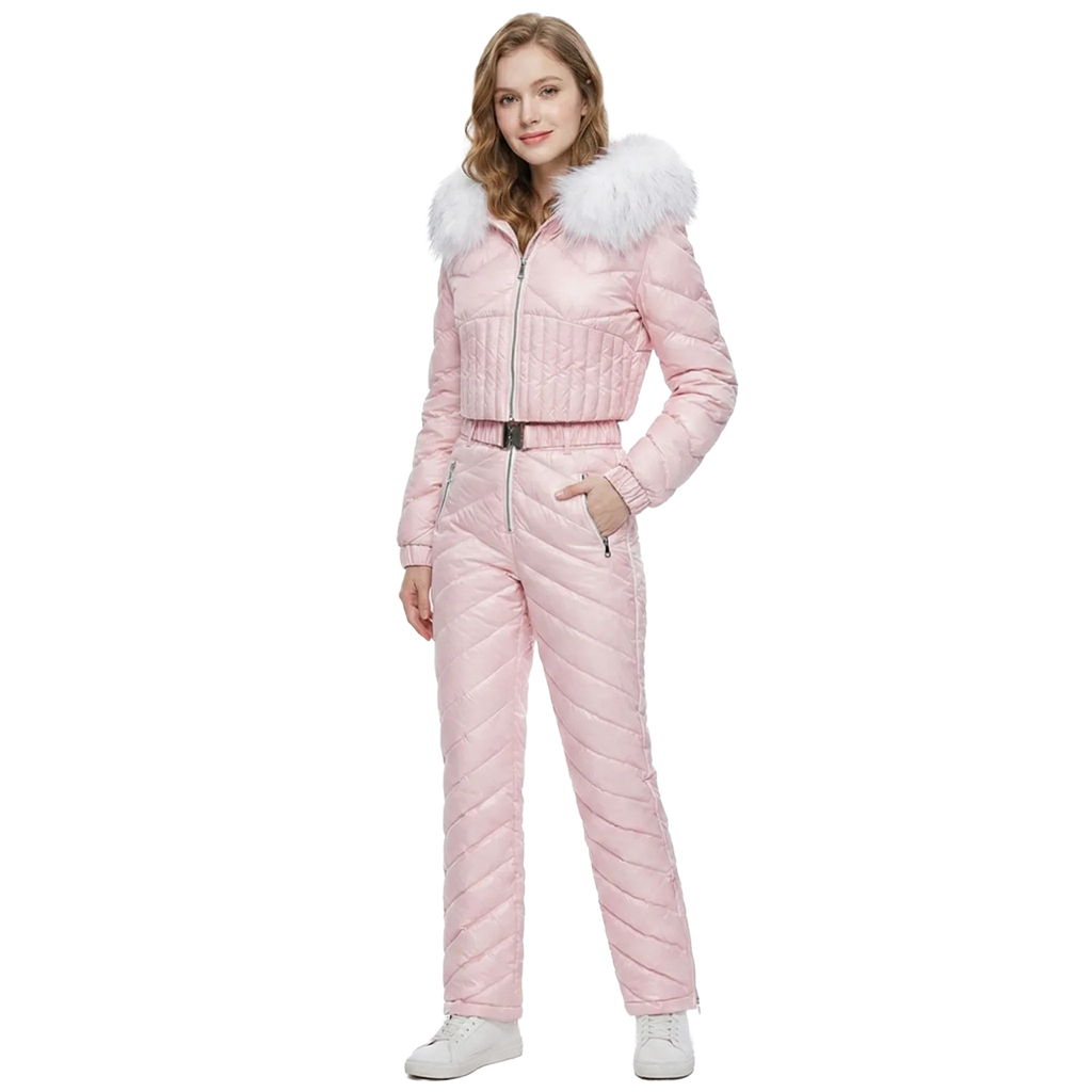 Blush Pink Quilted Two-Piece Ski Suit - Girlgeous