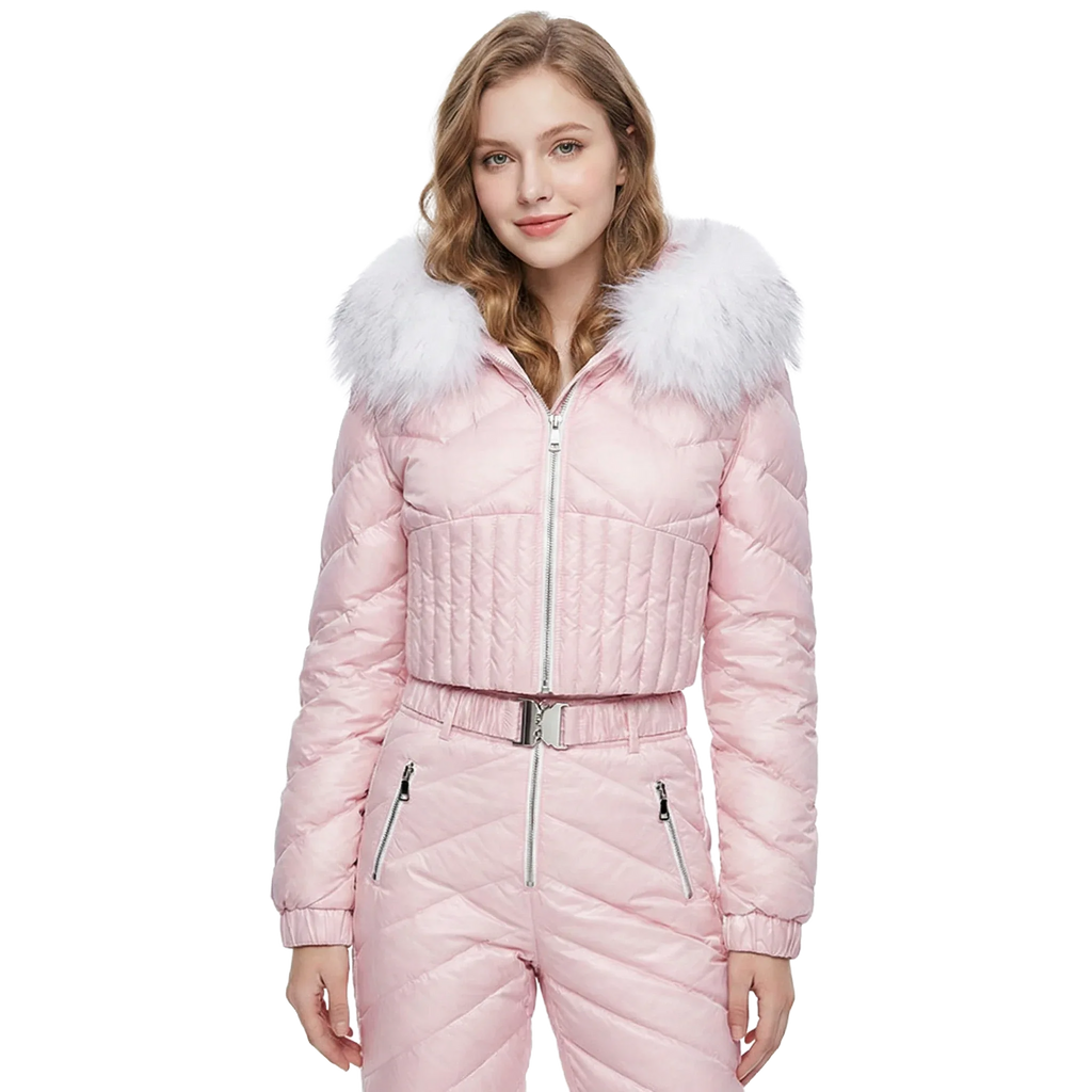 Blush Pink Quilted Two-Piece Ski Suit - Girlgeous