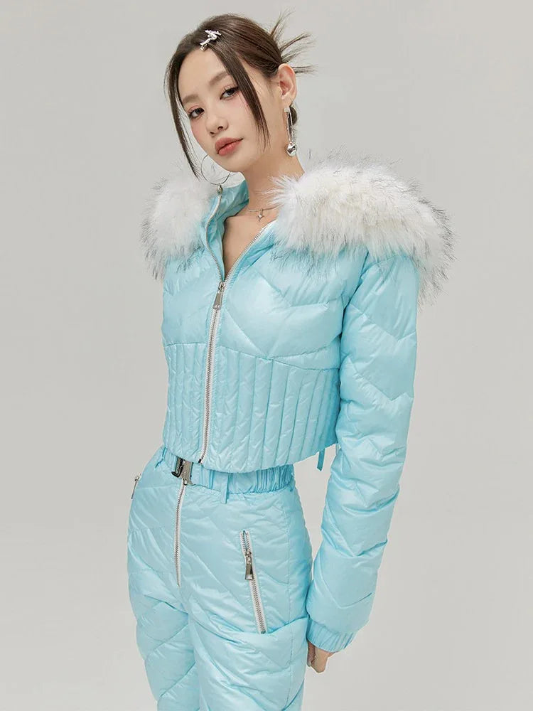 Ice Blue Quilted Two-Piece Ski Suit - Girlgeous