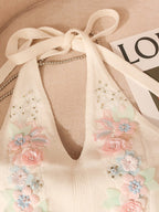 Dreamy Floral Applique Knit Halter Top