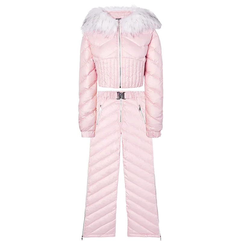 Blush Pink Quilted Two-Piece Ski Suit - Girlgeous
