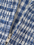 Dainty Blue Gingham Ruffle Crop Top