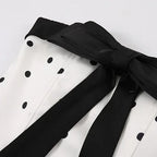 Polka Dot Dream Mini Dress – Black & White Ribbon Style - Girlgeous