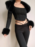 Midnight Vixen Faux Fur Corset Top