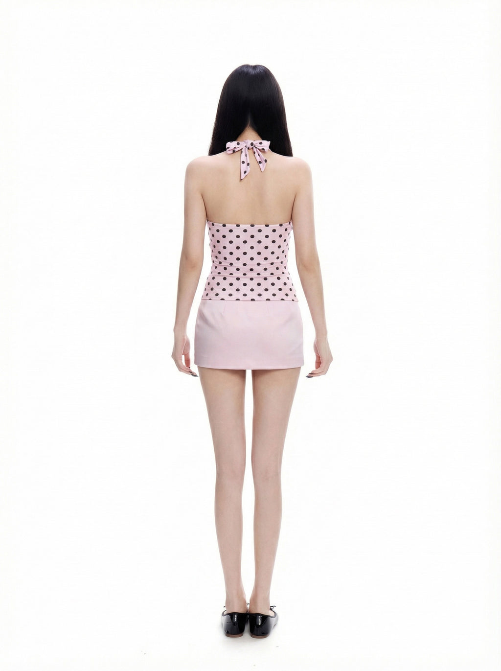 Sweetheart Pink Polka Dot Halter Top & Mini Skirt Set
