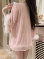 2-Piece Dreamy Coquette Romper & Robe Set - Girlgeous