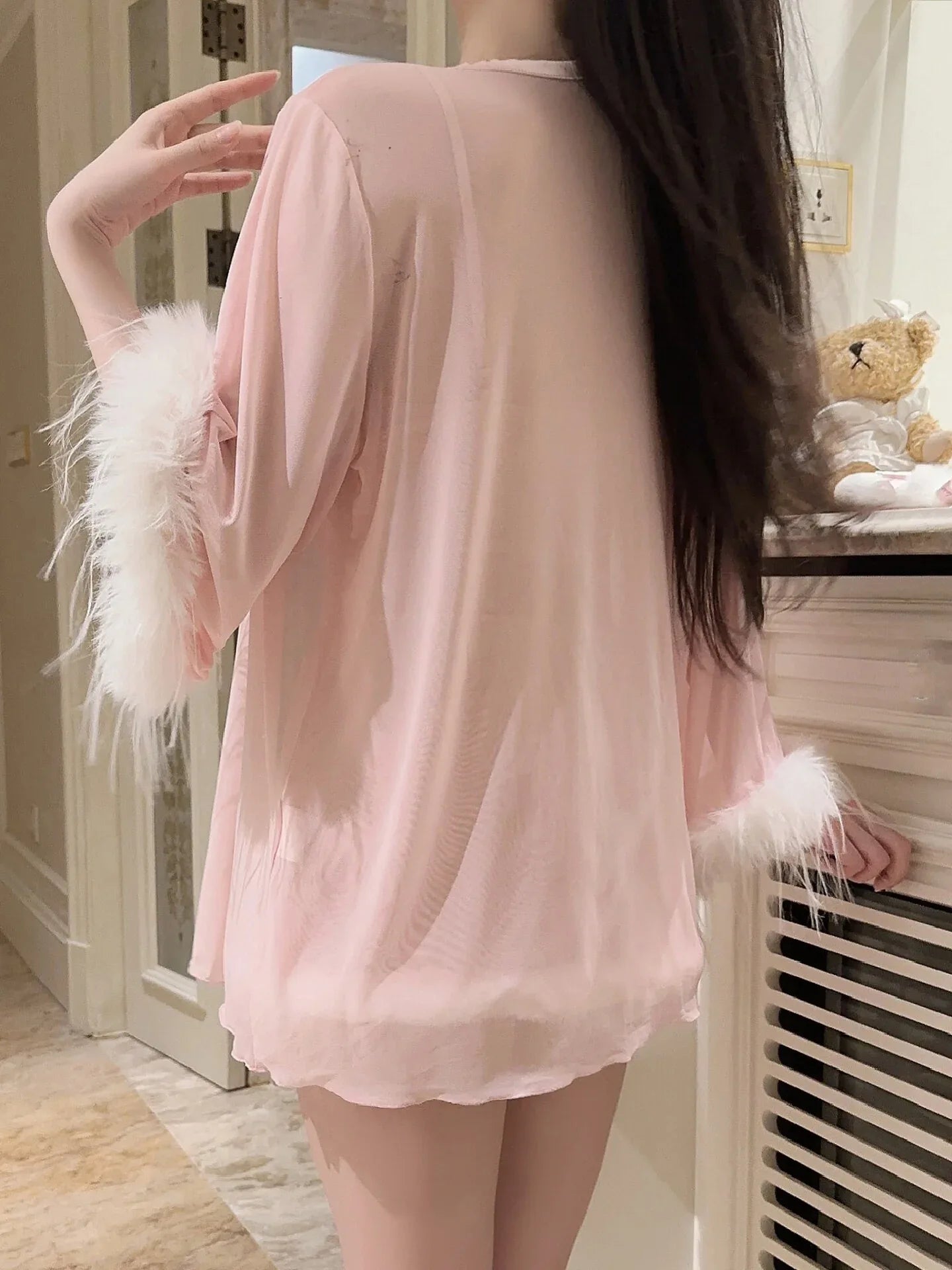 2-Piece Dreamy Coquette Romper & Robe Set - Girlgeous